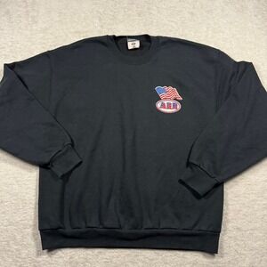 Vintage Jerzees Activewear Mens Black AER American Flag Pullover Sweatshirt L